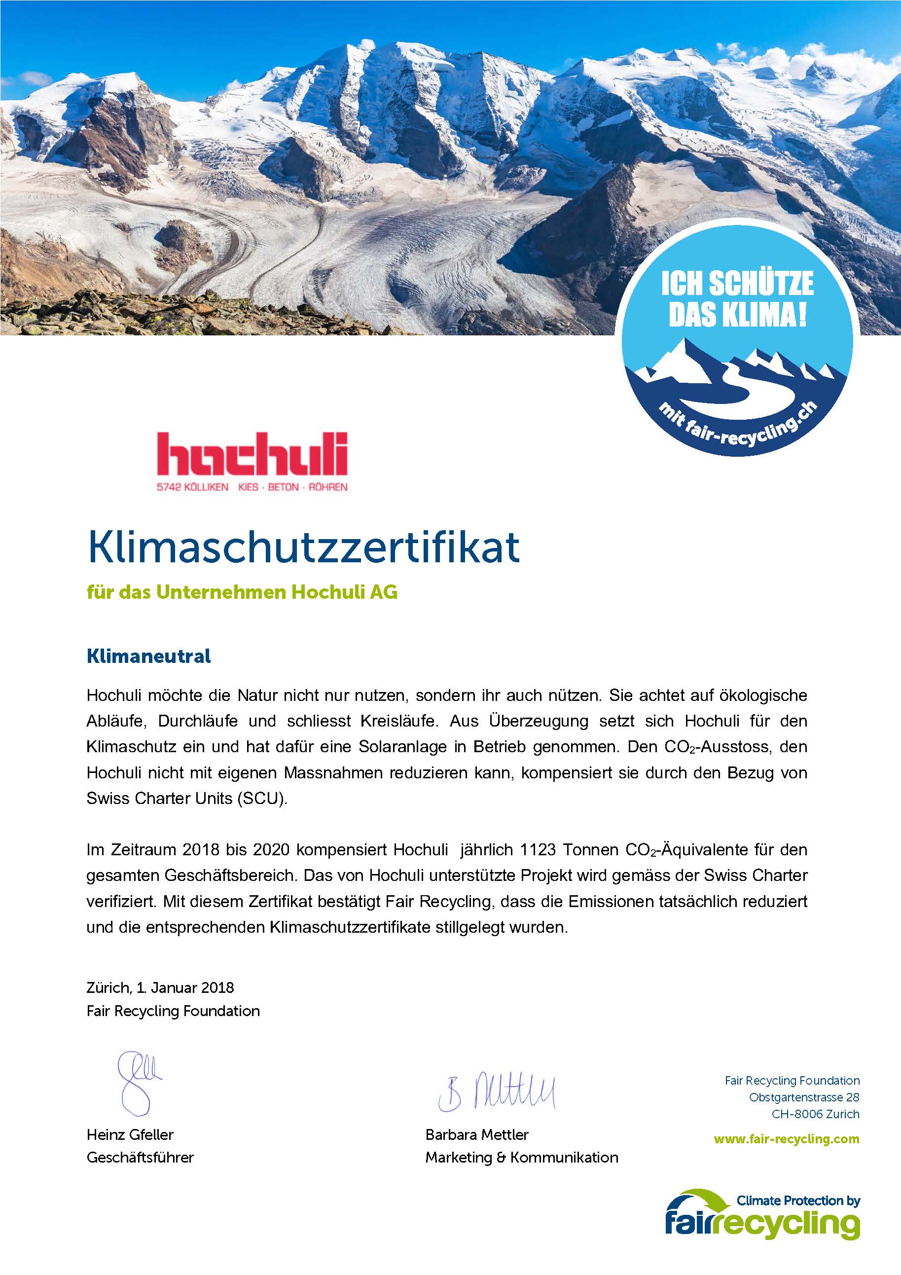 Klimaschutzzertifikat