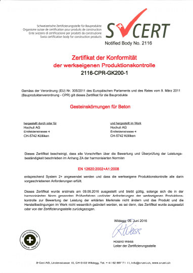 SCert Gesteinskrnung fr Beton Klliken